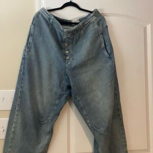 Free People Women's Barrel Jeans - washed Blue